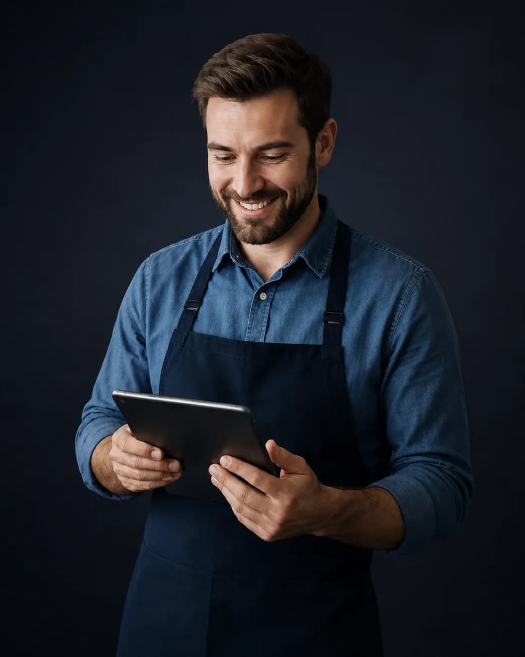 Empreendedor usando o Pontua Clube em um tablet